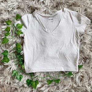 White V Neck Crop Top